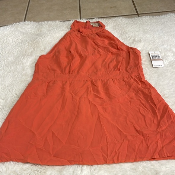 NWT Michael Kors Women's Coral Silk Sleeveless Shirt, Size 12 - Picture 5 of 8